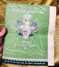 VTG 1944 THE KING OF THE SEA Seafood Restaurant Menu NEW YORK CITY WW2 ERA picture