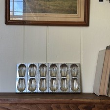 Vintage 1950's French Madeleine Pan — 12 Shell Molds, Tinned Steel picture
