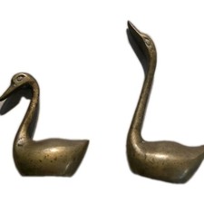 Vintage Pair Of Brass Swans From 1970s and 80s picture