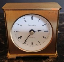 Vintage MCM Tiffany & Co Luxury Gold Tone Table Desk Portfolio Mantle Clock picture