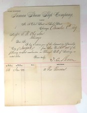 Antique 1879 Bill Head Ephemera, Inman Steam Ship Co. British Steamship picture