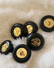 Chanel lot of 6 Gold Black Button Metal 19mm picture