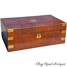 Antique 19th C Victorian Rosewood champaign box writing desk portable 1860 picture