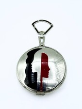 Antique Richard Hudnut Art Deco Red & Black Enamel Rouge & Powder Compact picture