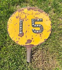 Vintage 1920's 15MPH Steel Train Yard Sign picture