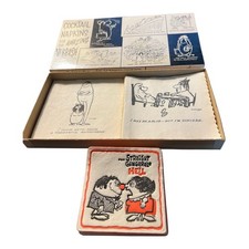 Vintage 1950s Cocktail Napkins and Coasters Herb Gardner Nebbish Barware Set picture