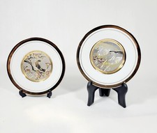 VINTAGE THE ART OF CHOKIN 24K GOLD TRIM PLATES W/FRAME swans black bird picture