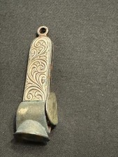 A-138 Art Deco Fancy Embossed Silver Cheroot Cigar Cutter Fob Victorian Era picture