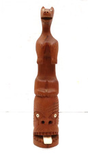 ATQ Northwest Coast Native American Hand Carved Wood Totem Pole 8.75