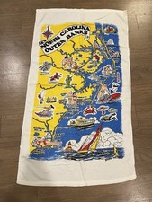 Vintage 60s 70s North Carolina Outer Banks Souvenirs Beach Towel picture