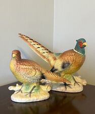 2 Vintage Brinn's Ring Neck Pheasant Porcelain Birds Japan T-1915 With Sticker picture