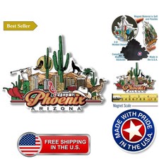 Phoenix City Magnet by , 3D Rubber Vintage-Style Collectible Souvenirs and Gi... picture
