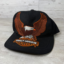 Rare Vintage Harley-Davidson Black Snapback Hat With Eagle Embroidered picture