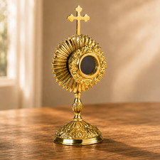 High Polished Brass Personal Reliquary Relic Holder with No Luna picture