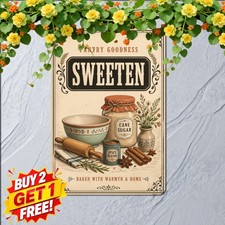 Sweet Sugar Farmhouse Kitchen Sign Vintage Rustic Baking Metal Plaque 8x12 In picture