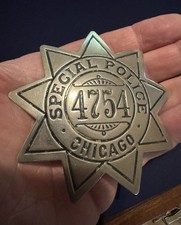 Antique 1895-1904 Chicago Special Police Pie Plate Star Badge picture