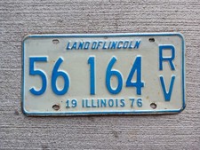 1976 Illinois Recreational Vehicle IL License Plate 56 164 RV  picture