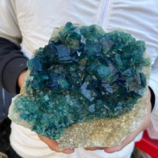 3.9lb Natural green fluorite crystal cluster rough quartz specimen healing picture