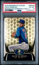 2012 BOWMAN PLATINUM PROSPECTS SUPERFRACTOR 1/1 #BPP48 ZACK WHEELER 1/1 PSA 6 picture