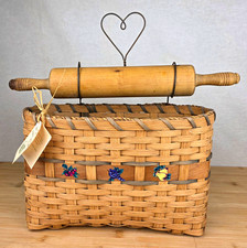 Vintage 1996 Annette Haas Signed Baker's Basket Rolling Pin Heart PA Folk Art picture