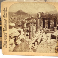 Athens, From the Parthenon, Greece ruins original 1897 Underwood Stereoview view picture