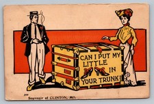 1906 Can I Put My Little Feet In Your Trunk Drawing Posted Vintage Postcard picture