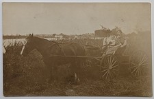 Vintage RPPC Family in Horse Drawn Cart Sepia Photo Postcard Early 1900s picture