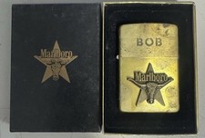 ZIPPO 1991 MARLBORO LONGHORN STAR EMBLEM BRASS LIGHTER UNFIRED IN BOX E394 picture