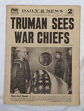 NY Daily News April 14th 1945 Harry Truman Sees War Chiefs Roosevelt Coffin picture