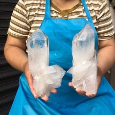 4.18LB 2pcs Natural White Clear Quartz Crystal Cluster Rough Specimen Healing picture