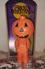 RARE Halloween Pumpkin Head Vtg 1985 PAC Mini Blow Mold Jack O Lantern Made USA picture