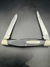 Vtg 1974-85 Buck 313 Muskrat Pocket Knife 2-Blade Black Audible Snap USA Made picture