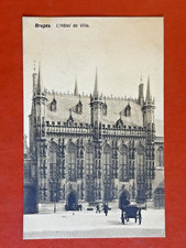 1909 BRUGES BELGIUM Antique Postcard~L'HOTEL DE VILLE ~CITY HALL~ Horse Dog picture