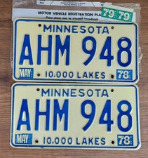 1978 1979 Minnesota License Plate Pair Tags  #AHM 948 **Tabs Included** picture