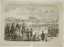 Antique engraving, Seventh Regiment NY Militia at Camp Scott, Harper's Wkly 1860 picture