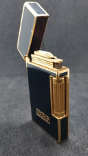 Vintage Luxury Gold & Black Lacquer Gas Pocket Lighter - Custom 