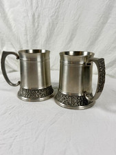 Pair Royal Selangor Pewter Tankards Satin Finish 45cl Medium Classic Expressions picture