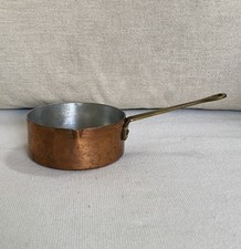Vintage French Copper Saucepan with Brass Handle Marked 8 picture