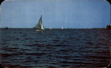 Sailing on Cross Lake Shreveport LA lake vintage postcard a821 picture