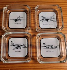Vintage Piper Cessna deHavilland Beachcraft Airplane Ashtray Advertising Set/4 picture
