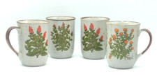 Vintage 70s Stoneware Coffee Mugs Set of 4 – Wildflower Brown Speckled – Cottage picture