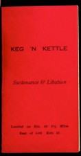 1950's + 1960's Red Mini Restaurant Menu Keg 