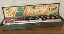 Complete Vintage Thorsen 15-PC Drive Socket Set Original Case USA picture