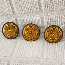 Lot of 3 U.S. Army Eagle Uniform Buttons with Backmarks, Brass Tone picture