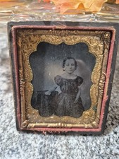 Antique Daguerreotype - Beautiful Girl With Big Ears 1/6th Plate 1/2 Case picture