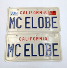 RARE Pair California License Plates MC ELOBE Beer Michelob ? Ear Doc? EXPIRED 89 picture