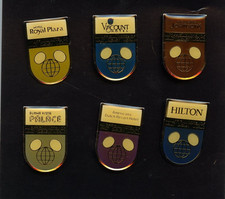 1970s/1980s Walt Disney World Official Hotels Mickey Globe Icon 6 Pin Set picture