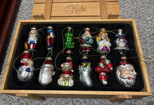 Krebs Vintage Christmas Ornaments Set of 12 Glass Hand Painted Santa picture