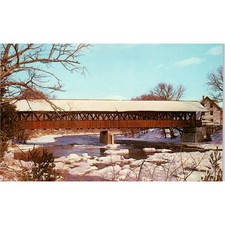 Rowell's Bridge W. Hopkinton NH Vintage Covered Bridge Postcard PD6 picture