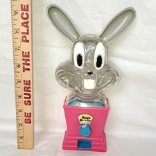 Vintage Bugs Bunny Plastic Gumball Dispenser Machine Bank Tarco Toy Tarrson Pink picture